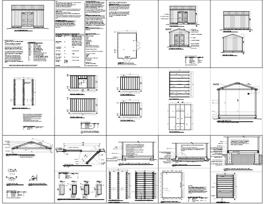 12x16 Storage Shed Plans How to Build DIY by 8x10x12x14x16x18x20x22x24 ...