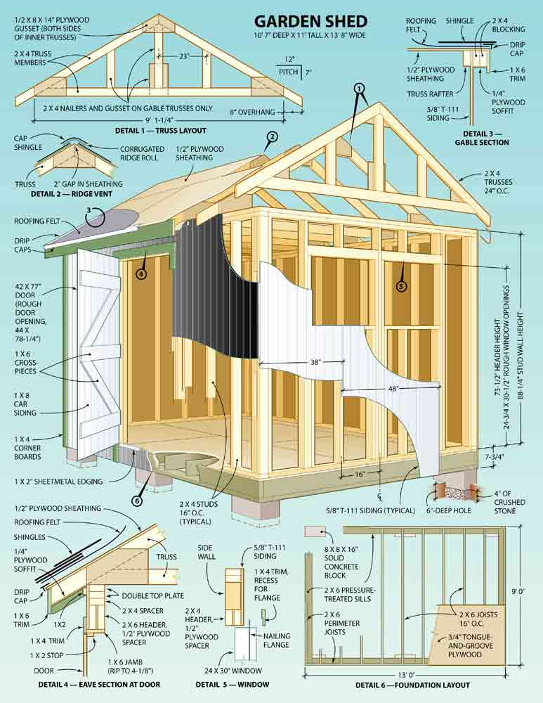 Shed Construction Plans How to Build DIY by 8x10x12x14x16x18x20x22x24 