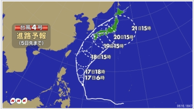 NHK台風4号進路予想