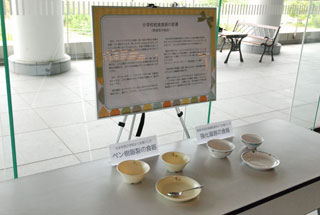 企画展示  「奈良女子大学インターン学生による自主企画  ワールド給食ツアー ～世界の学校給食をのぞいてみよう～」、展示の様子