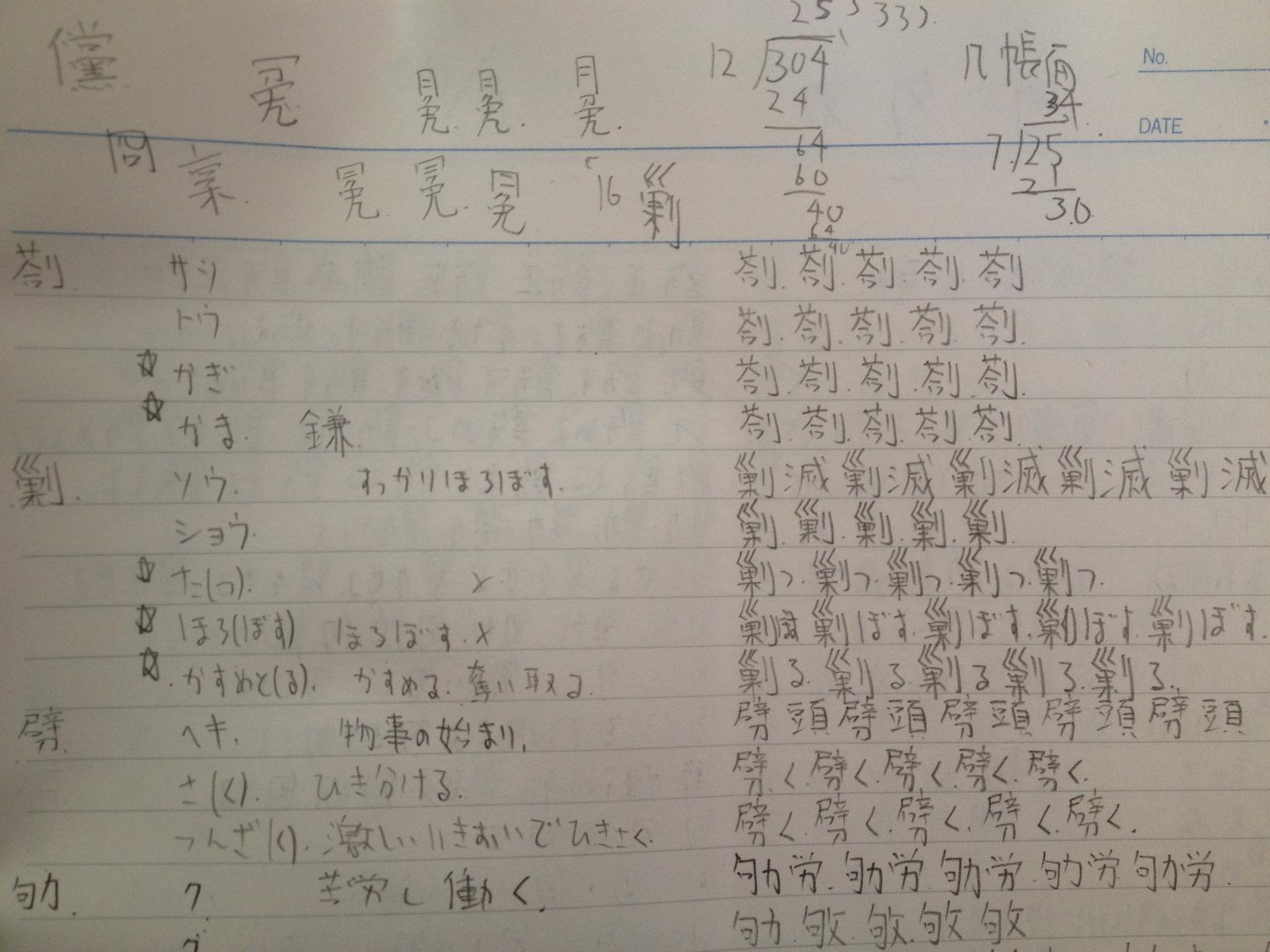 漢検1合格のためのノート-書き取りに使ったノート - 漢字検定1級・準1級・2級・準2～4級の勉強法