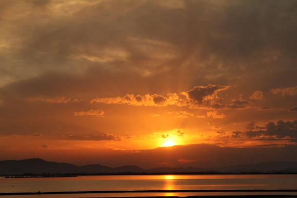 児島湖の夕日