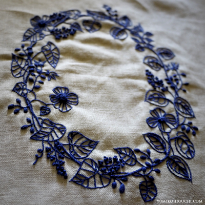 flower lease embroidery by yumiko higuchi